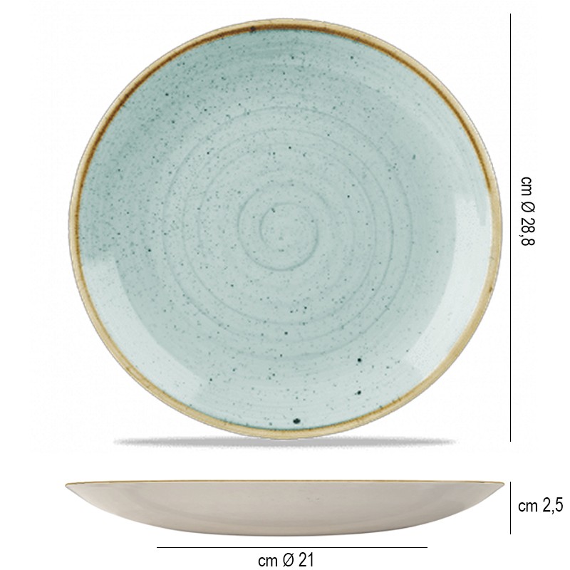 Piatto piano stonecast duck egg blue Churchill Porcellana  in Linee