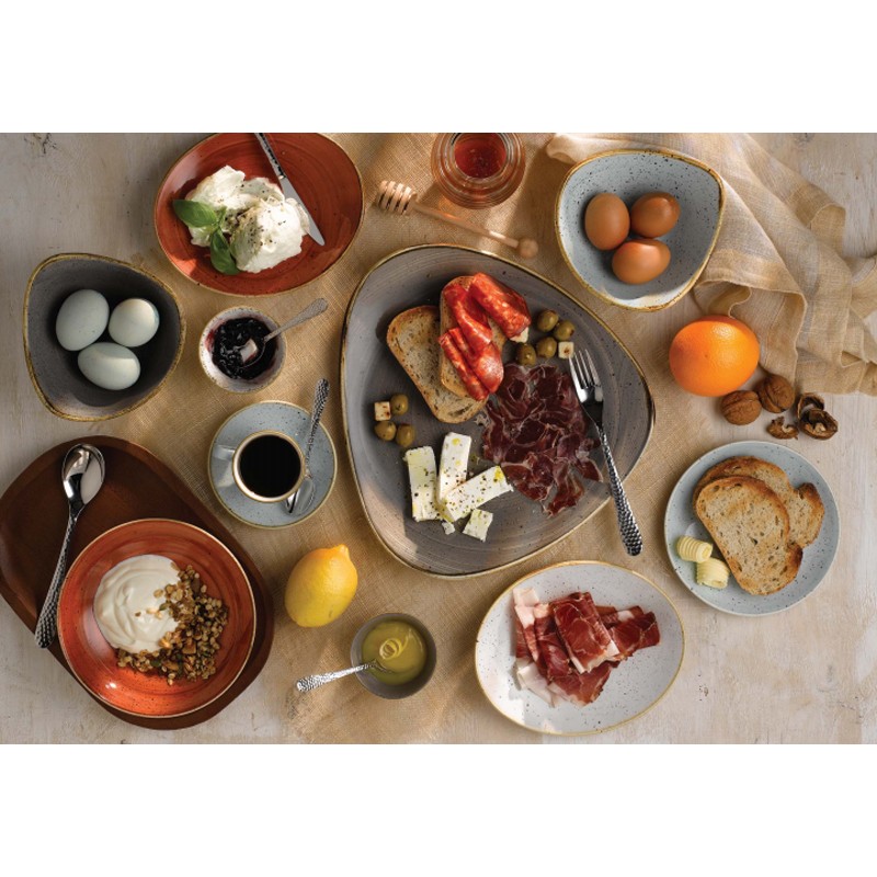 Piatto piano triangolare stonecast grigio Churchill Porcellana  in Linee