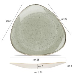Piatto piano triangolare stonecast grigio Churchill Porcellana  in Linee