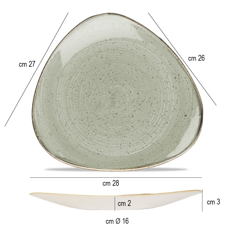 Piatto piano triangolare stonecast grigio Churchill Porcellana  in Linee
