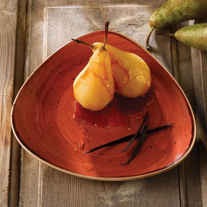 Piatto piano triangolare stonecast terracotta Churchill Porcellana  in Linee