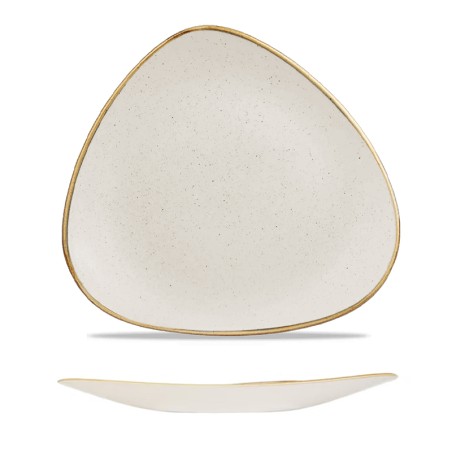 Piatto piano triangolare stonecast bianco | Piatti da ristorante