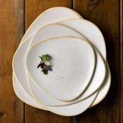 Piatto piano triangolare stonecast bianco Churchill Porcellana  in Linee