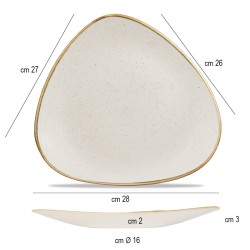 Piatto piano triangolare stonecast bianco Churchill Porcellana  in Linee