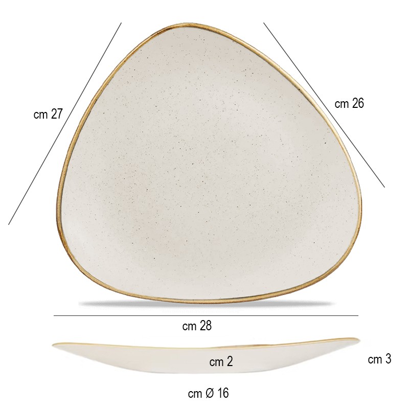 Piatto piano triangolare stonecast bianco Churchill Porcellana  in Linee