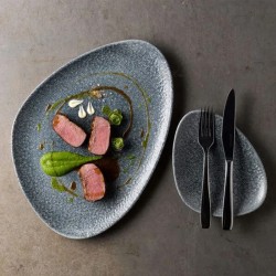 Piatto triangolare raku blu Churchill Porcellana  in Linee