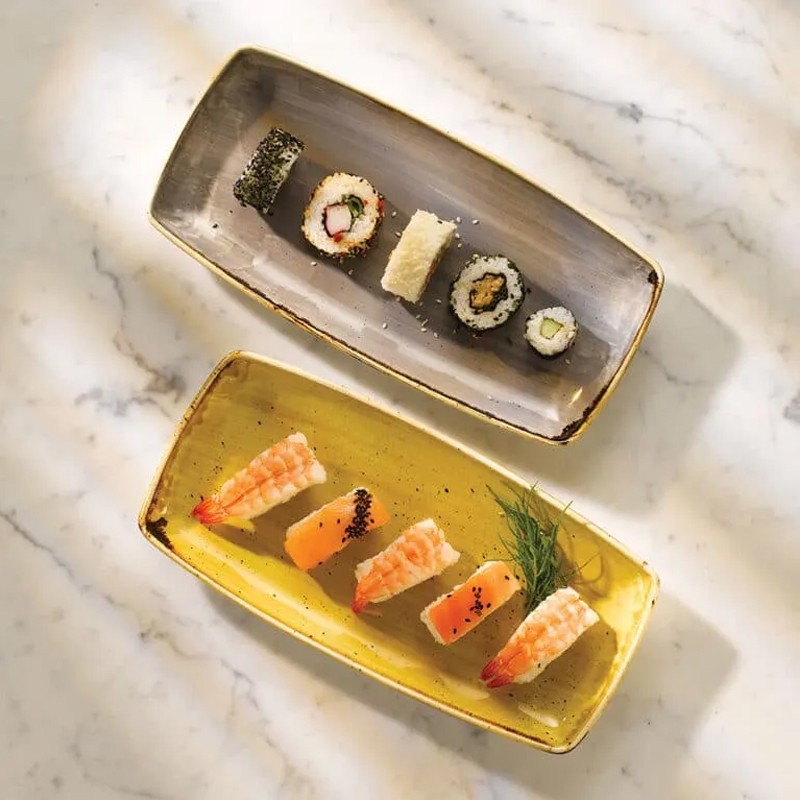 Vassoietto porcellana stonecast giallo Churchill Porcellana  in Linee