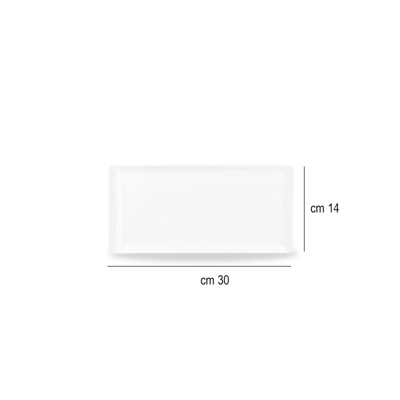 Vassoio melamina rettangolare bianco   in Porcellane