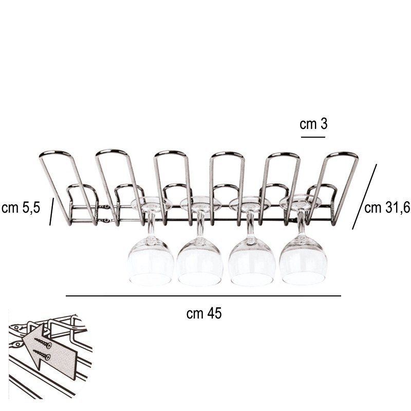 Rastrelliera porta bicchieri a muro Sambonet Paderno  in Bar