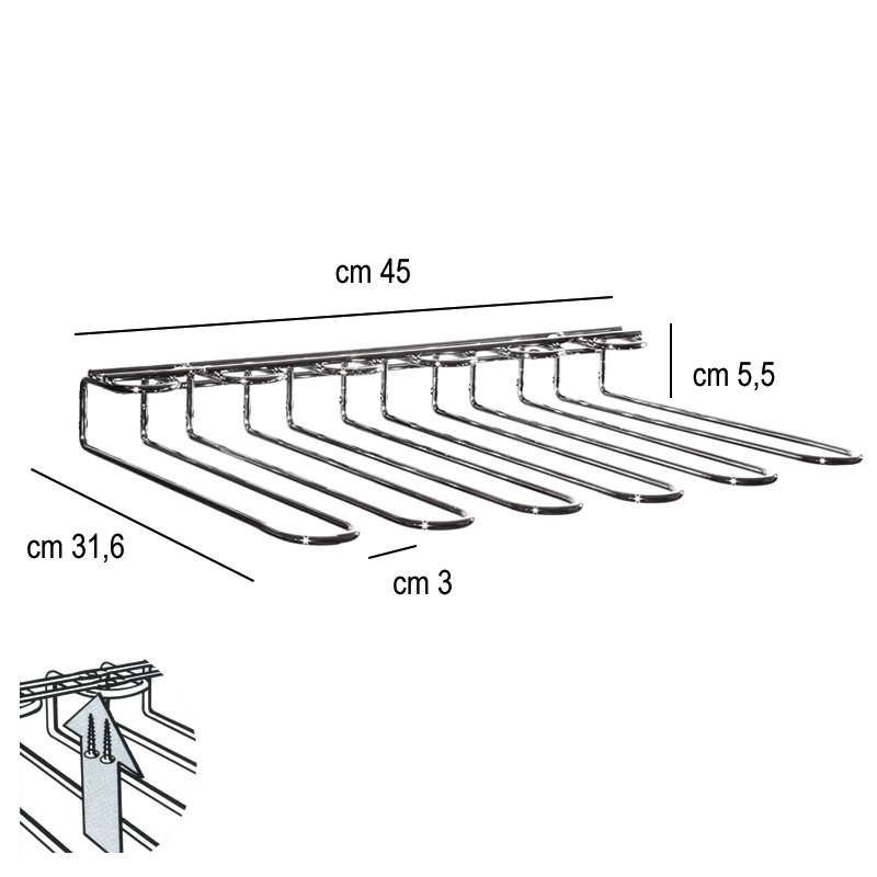 Rastrelliera porta bicchieri sospeso Sambonet Paderno  in Bar