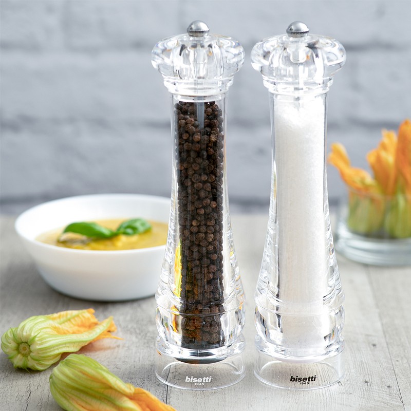 Macina sale trasparente cm 25 Pepper Style by Bisetti  in Macina sale e pepe e oliere