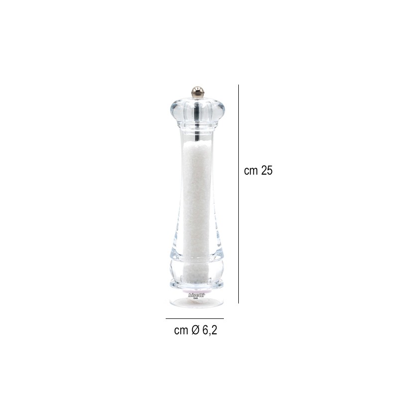 Macina sale trasparente cm 25 Pepper Style by Bisetti  in Macina sale e pepe e oliere