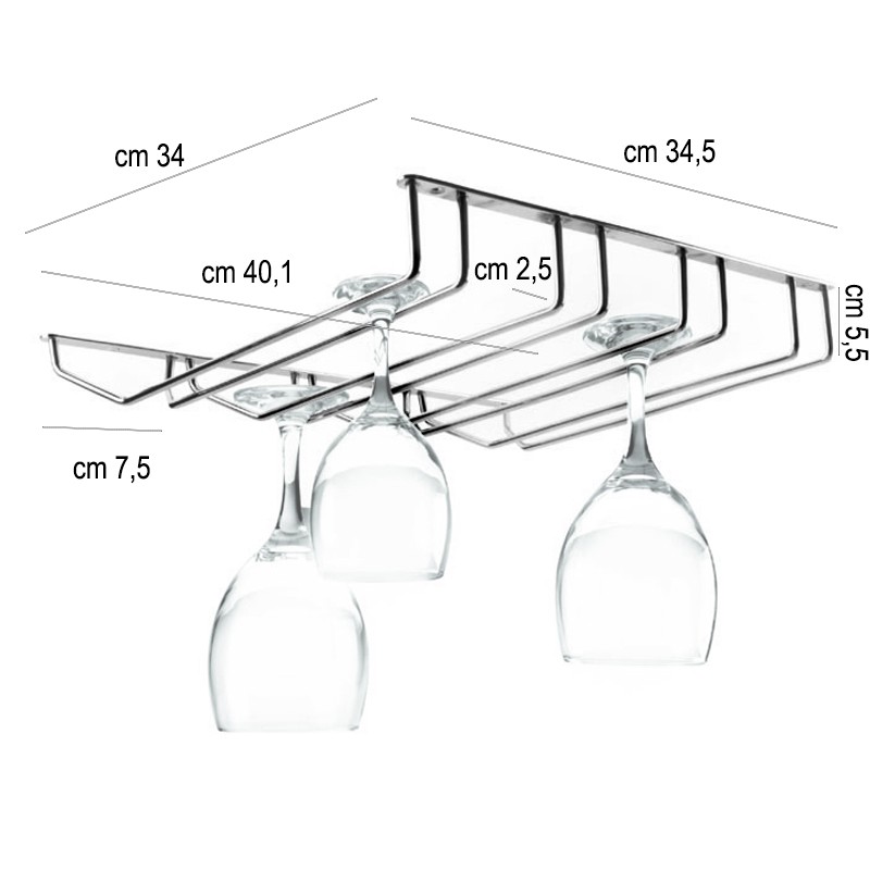Griglia appendi bicchieri 4 posti   in Bar