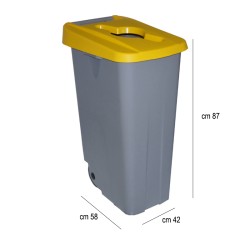 Bidone differenziata coperchio forato litri 110 giallo   in Bidoni indifferenziata