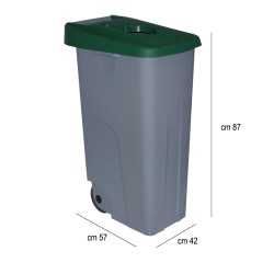 Bidone differenziata coperchio forato litri 110 verde   in Bidoni indifferenziata