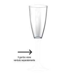 Bicchiere prosecco in plastica usa e getta cc. 120 Goldplast  in Bicchieri plastica rigida riutilizzabili