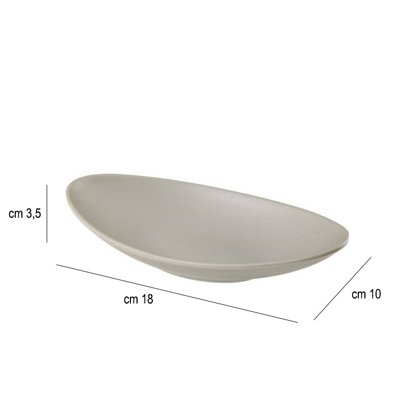 Piatto ovale in melamina grigio chiaro cm. 18 x 10 Leone decorazioni  in Piatti plastica rigida riutilizzabili