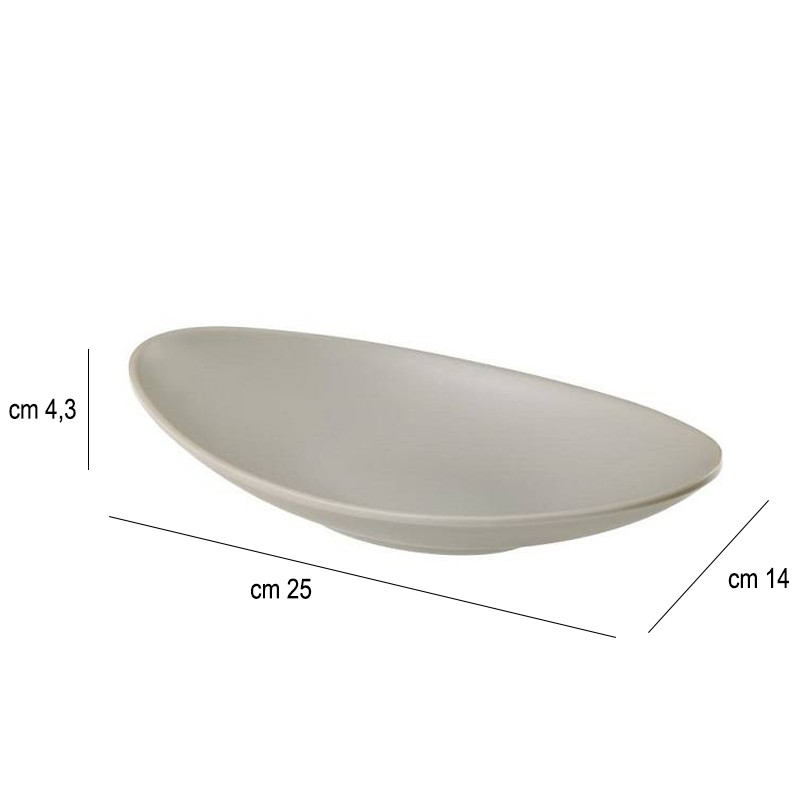 Piatto ovale in melamina grigio chiaro cm. 25 x 14 Leone decorazioni  in Piatti plastica rigida riutilizzabili