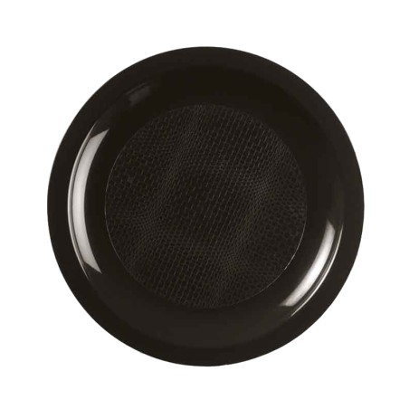 Piatti in plastica dessert tondi neri | Monouso | Rausa srl