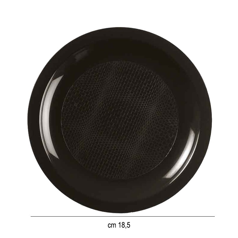 Piatti in plastica dessert tondi neri Goldplast  in Piatti plastica rigida riutilizzabili