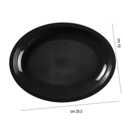Piatti in plastica ovali neri Goldplast  in Piatti plastica rigida riutilizzabili