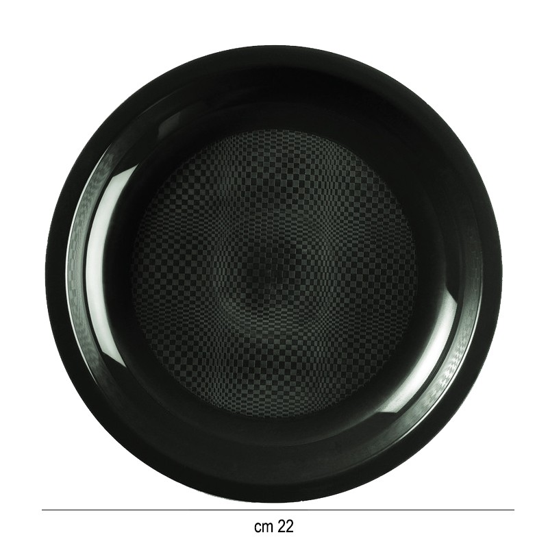 Piatti in plastica piani tondi neri Goldplast  in Piatti plastica rigida riutilizzabili