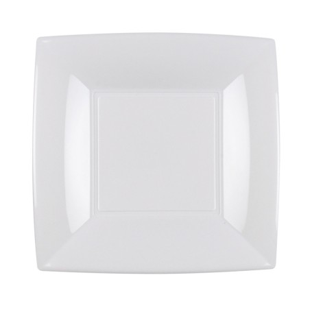 Piatti dessert quadrati in plastica bianchi | Monouso | Rausa srl