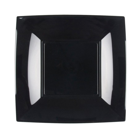 Piatti dessert quadrati in plastica neri | Monouso | Rausa srl