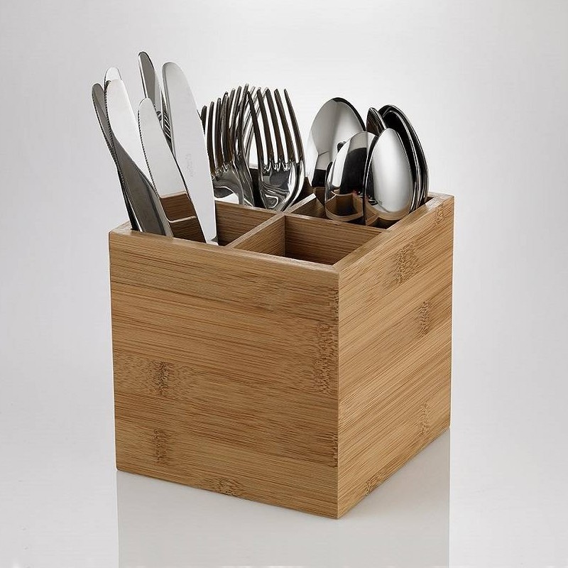 Portaposate cubico bamboo 4 scomparti   in Posate per servire