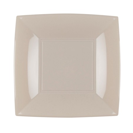 Piatti dessert quadrati in plastica tortora | Monouso | Rausa srl