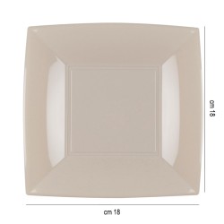 Piatti dessert quadrati in plastica tortora Goldplast  in Piatti plastica rigida riutilizzabili