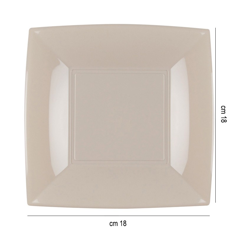 Piatti dessert quadrati in plastica tortora Goldplast  in Piatti plastica rigida riutilizzabili