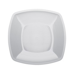 Piatti dessert in plastica square bianchi | Monouso | Rausa srl