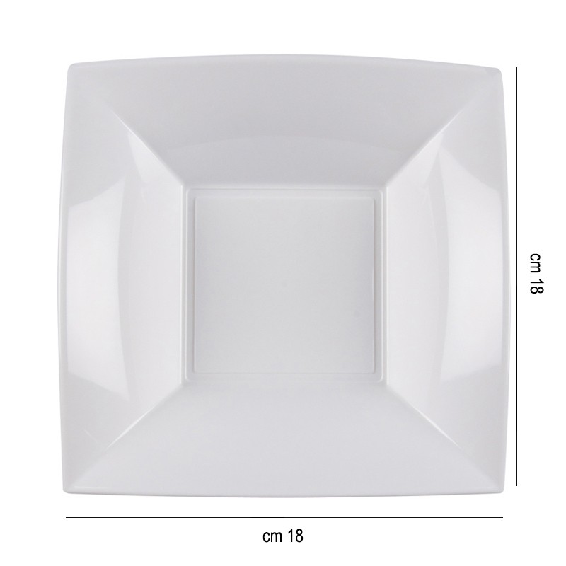Piatti fondi in plastica quadrati bianchi Goldplast  in Piatti plastica rigida riutilizzabili