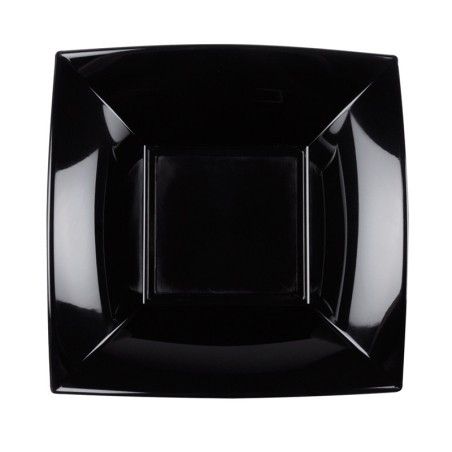 Piatti fondi in plastica quadrati neri | Monouso | Rausa srl