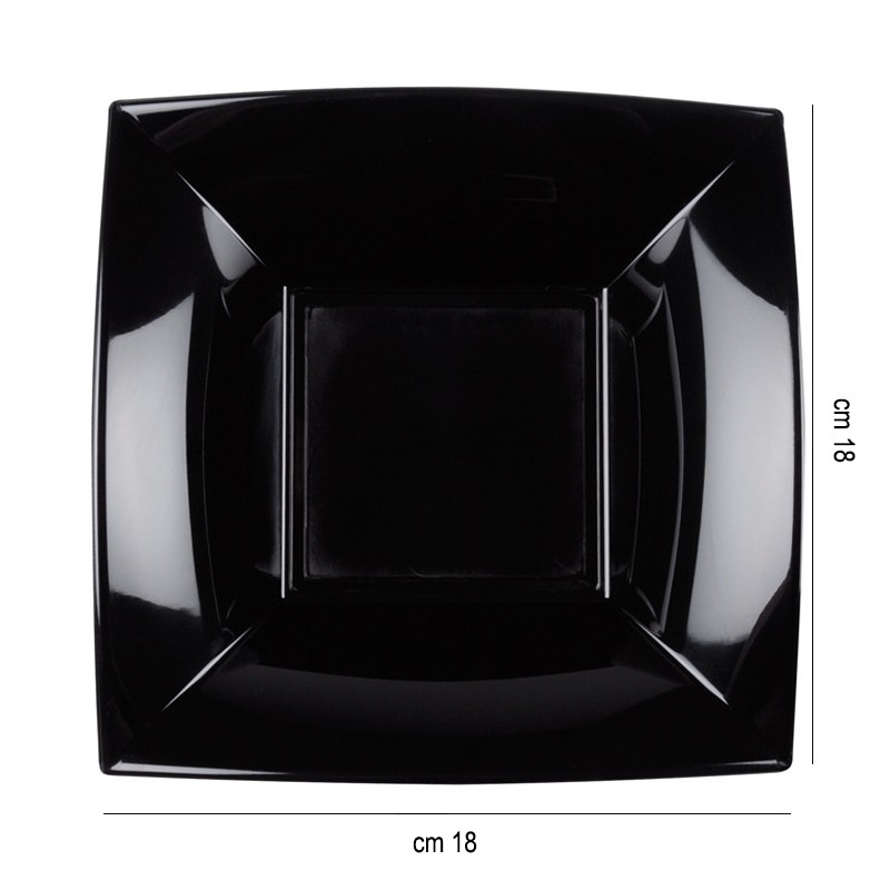 Piatti fondi in plastica quadrati neri Goldplast  in Piatti plastica rigida riutilizzabili