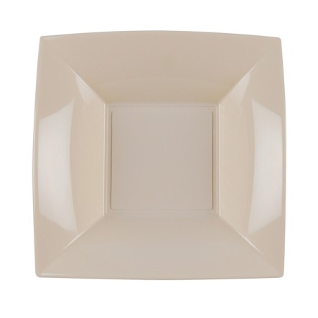 Piatti di plastica quadrati | Piatti fondi color tortora | Rausa Srl