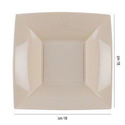 Piatti fondi in plastica quadrati tortora Goldplast  in Piatti plastica rigida riutilizzabili