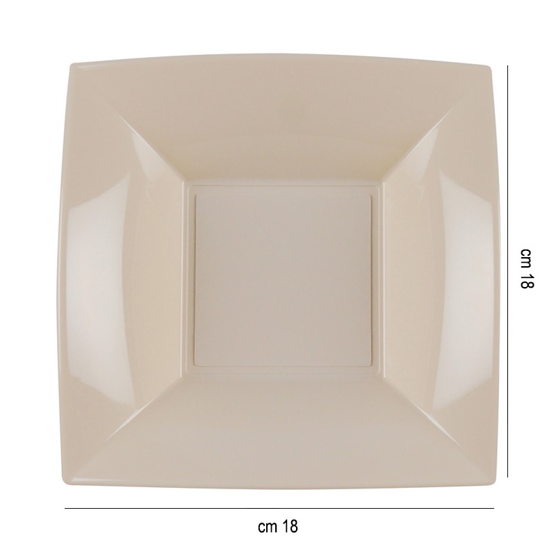 Piatti fondi in plastica quadrati tortora Goldplast  in Piatti plastica rigida riutilizzabili