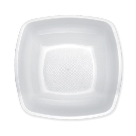 Piatti fondi in plastica square bianchi | Monouso | Rausa srl
