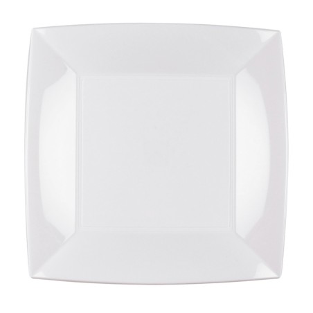 Piatti piani quadrati in plastica | Piatti piani bianchi | Rausa Srl