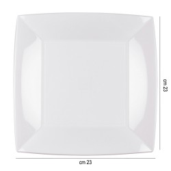 Piatti piani in plastica quadrati bianchi Goldplast  in Piatti plastica rigida riutilizzabili