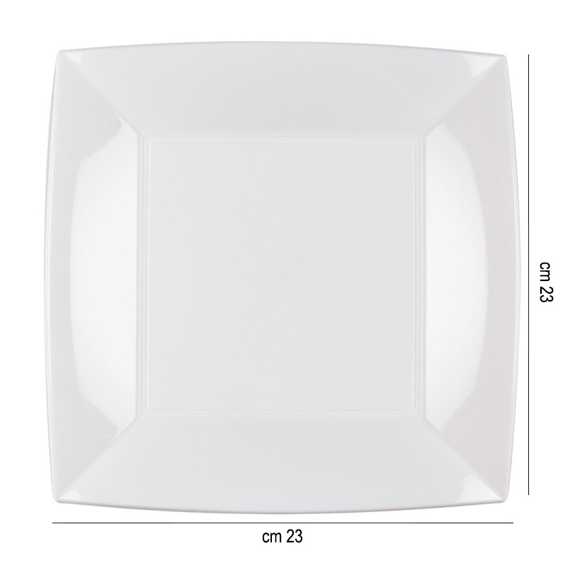 Piatti piani in plastica quadrati bianchi Goldplast  in Piatti plastica rigida riutilizzabili
