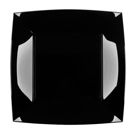 Piatti neri quadrati | Piatti plastica rigida riutilizzabili | Rausa Srl