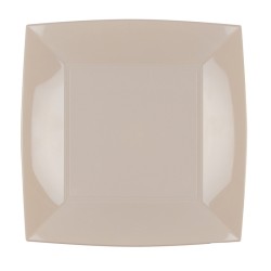 Piatti piani quadrati tortora | Piatti monouso | Rausa Srl