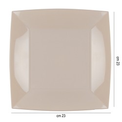 Piatti piani in plastica quadrati tortora Goldplast  in Piatti plastica rigida riutilizzabili
