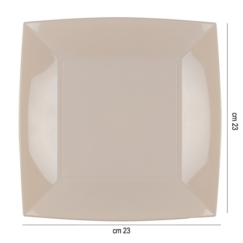 Piatti piani in plastica quadrati tortora Goldplast  in Piatti plastica rigida riutilizzabili