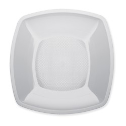 Piatti piani in plastica square bianchi | Monouso | Rausa srl