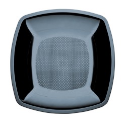 Piatti piani in plastica square neri | Monouso | Rausa srl