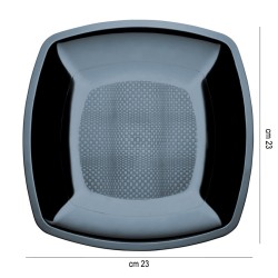 Piatti piani in plastica square neri Goldplast  in Piatti plastica rigida riutilizzabili